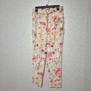 Express Pink and Cream Floral Trousers...SIZE:S